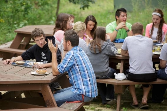 Freshman at lunch.